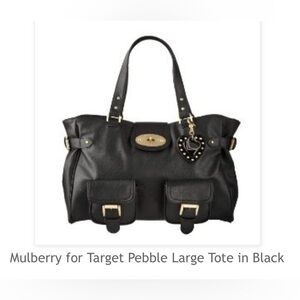 Mulberry X Target 2010 Large Black Pebbled Bag With Heart Charm/Tag